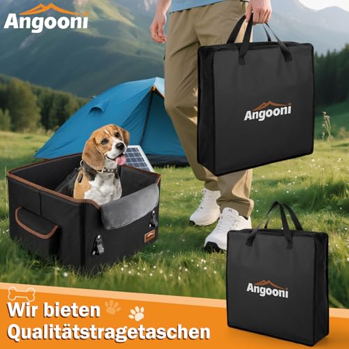 Angooni Einfache Reinigung Hunde Autositz - Sicherer und Komfortabler Hunde Autositz - Hundeautositz mit Aufbewahrungstaschen mit Plüschkissen für Vordersitz Rückbank (Schwarz)