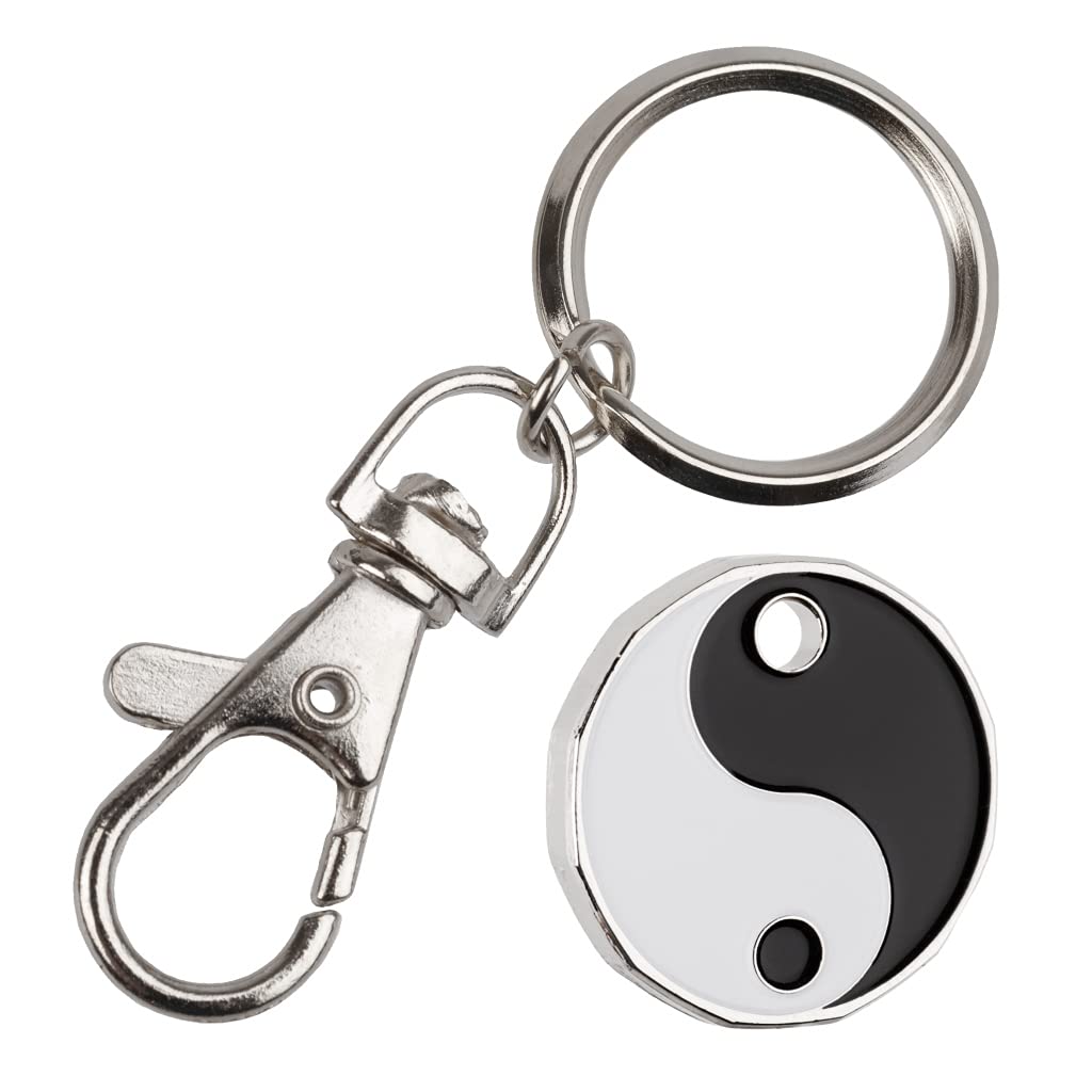 Harts 1 unit New Shape £1 coin Trolley Tokens Keyrings Supermarket Locker (yin yang)