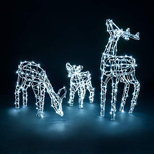 Christow Wire Reindeer Family Christmas Light White Set of 3