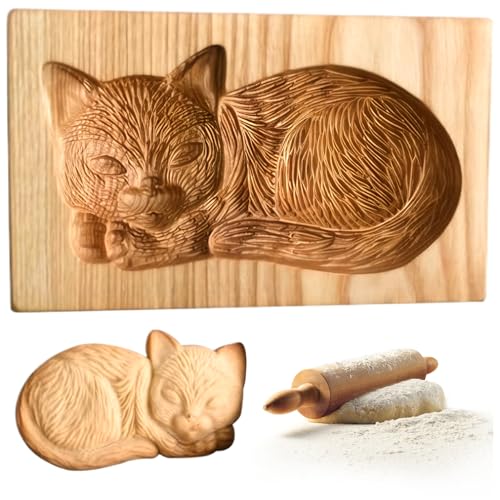 Stampi per biscotti gatto taglierina per biscotti 3d in legno intagliato cucina cucina cottura fai -da -te in goffratura di taglia artigianale per biscotto, fondente, cioccolatini, argilla, stampi da
