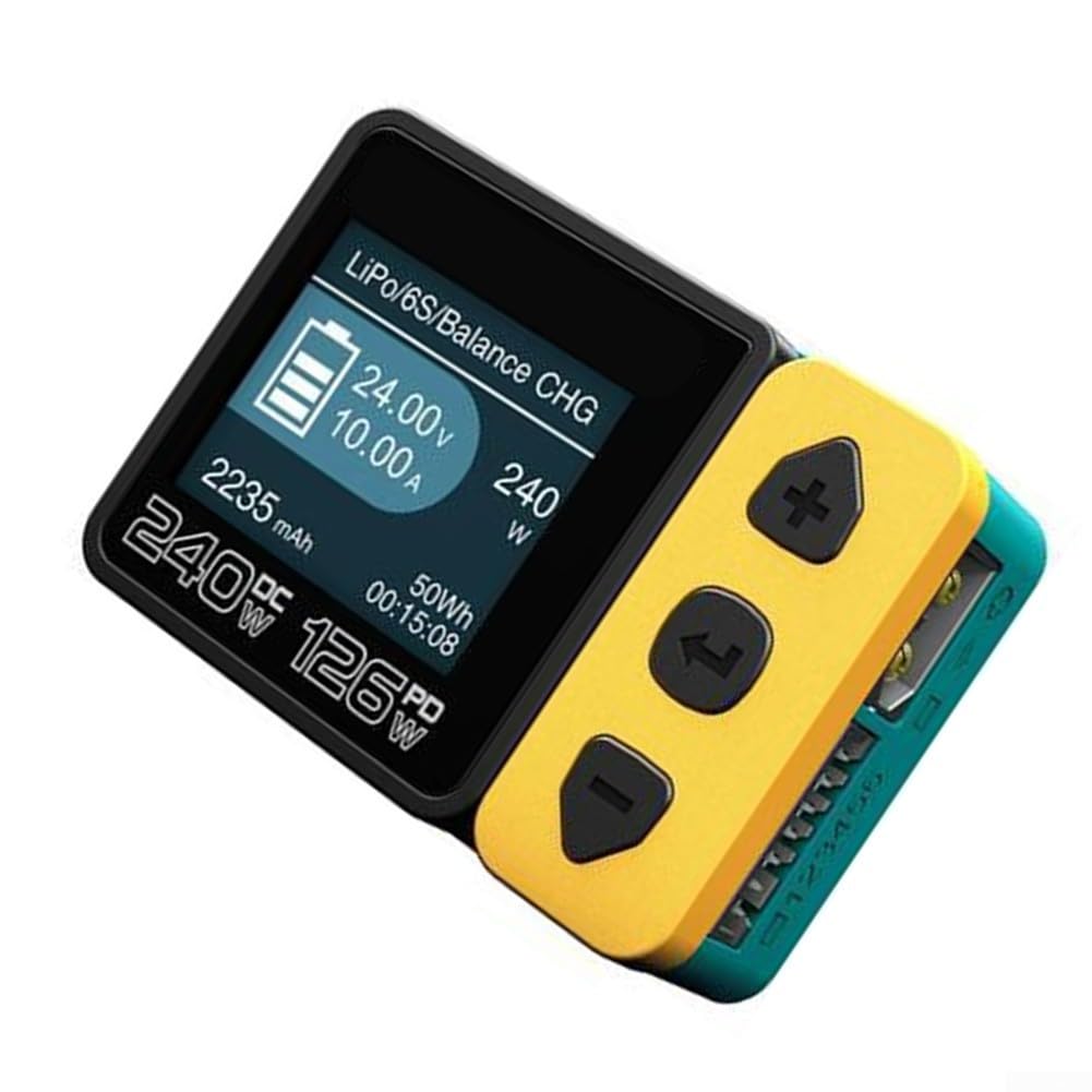 B6neo+ RC pour batterie pour chargeur 240 W DC & 126 W pour chargeur rapide pd3.1 pour LiPo LiFe Balance pour xt60 pour usb-c (jaune bleu)