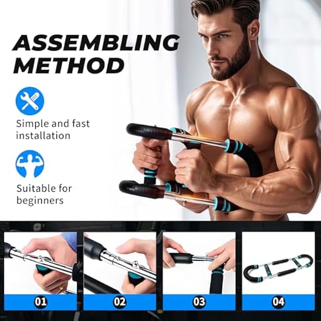 Twister Arm Exerciser, Adjustable Chest Expander, arm Exerciser, Shoulder Muscle Training, Portable Spring Resistance for Home Fitness