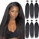 Kinky Straight Bundles Human Hair Weave 3 Bundles Yuyongtai Yaki Straight Bundles Soft Virgin Brazilian Human Hair Bundles16 18 20 Inch
