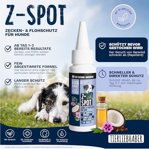 Zeckenschutz Hund Z-Spot mit Geraniol – Pflanzliches Zeckenmittel für Hunde