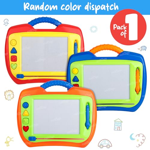 Image of Zest 4 Toyz Magnetic Drawing Board for Kids Writing Tablet Slate Board LED Slate with Pen and Stamps Writing Pad for Students Educational Toy Birthday Gift for Kids - Random Color