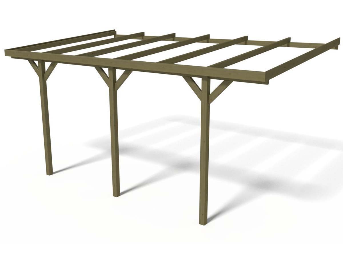 Carport Bois adossé Voiture Solar 2" - 300 x 454 x 245 cm