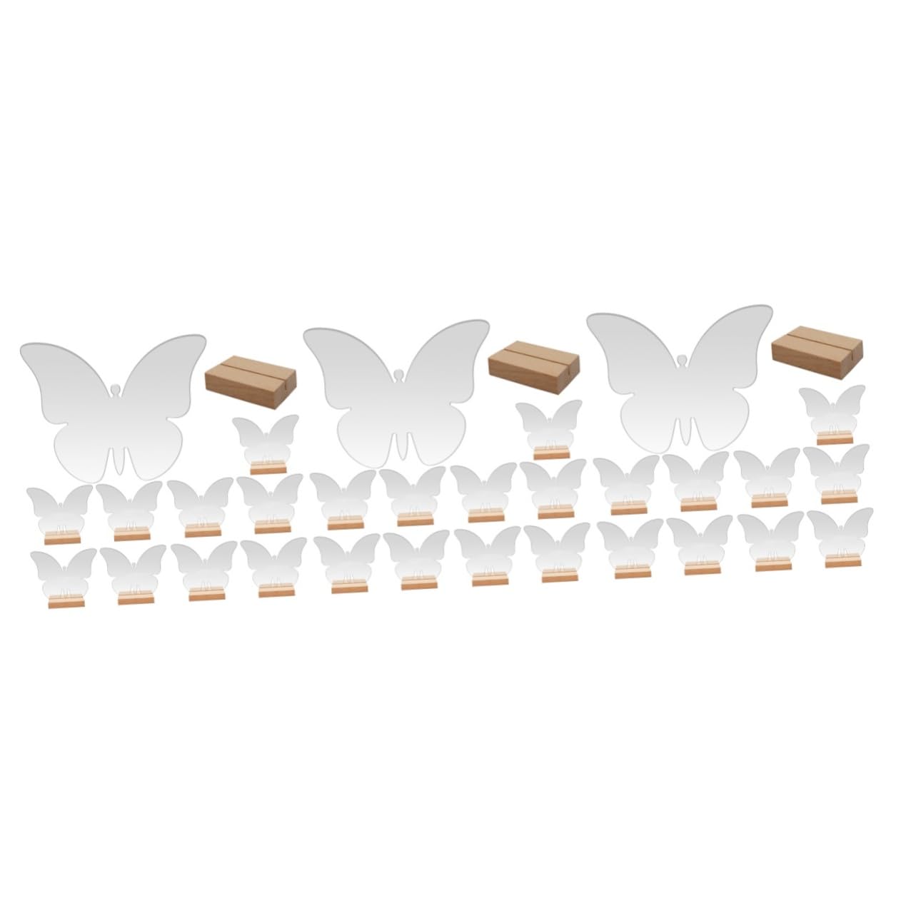 Alipis 30 Sätze Teiliges Transparente Tischkarten mit Schmetterlingsdesign Wiederverwendbare Sitzplatzschilder mit Holzsockel Moderne Namenskarten für Hochzeiten Partys Jubiläen und