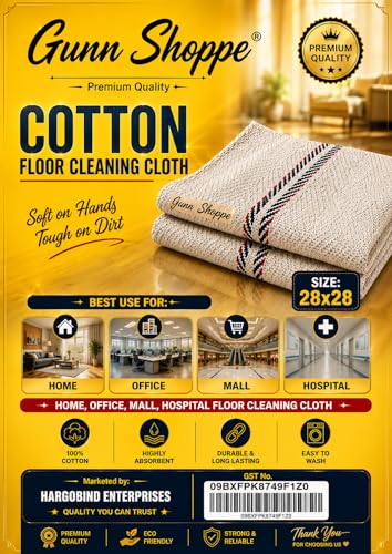 Image of Large Cotton Floor Cleaning Cloth 28x28 Inch Pack of 2 | Super Absorbent Reusable Pocha for Wet & Dry Mopping | Heavy Duty Big Size Mop Cloth for Home, Office & Showroom (28 x 28-2PC)