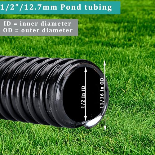 Image of Pond Tubing ID 1 /2 inch x 20ft Black Corrugated Flexible Pump Hose