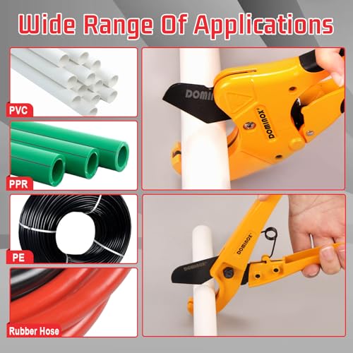 DOMINOX Pipe Cutter, 64mm (2 1/2'' O.D.) +26mm+Deburring Tool (3 Set), Professional Cutting PEX, PVC and PPR Pipe, SK5 Blade and Aluminum Alloy Body, One-Hand Rapid Cutting Tool for The Pipe 3 DOMINOX Pipe Cutter, 64mm (2 1/2'' O.D.) +26mm+Deburring Tool (3 Set), Professional Cutting PEX, PVC and PPR Pipe, SK5 Blade and Aluminum Alloy Body, One-Hand Rapid Cutting Tool for The Pipe - Image 3