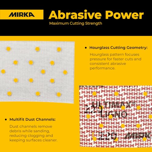 Image of Mirka Abrasive Sheets Ultimax Ligno 3 x 5 Inch Grit P220 50 Pack