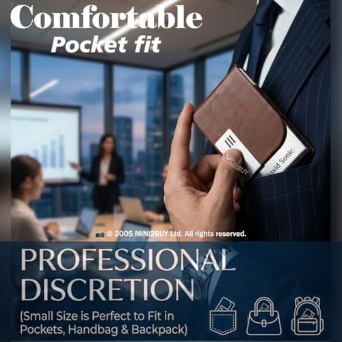 Image of Mini2buy Customized Name Engraved Card Holder for Credit, Debit, ATM, and Business Visiting Cards from Premium Stainless Steel Size Ideal for Personal use or Corporate Gifting (Brown)