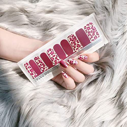 LIHI Color Lab 22PCS Adhesion Nail Art Transfer Decals Sticker Animal Dull Polish Series DIY Nail Polish Strips ,Nail Wraps, 100% Real Nail Polish Applique ï¼Œ S00918 Red Leopard