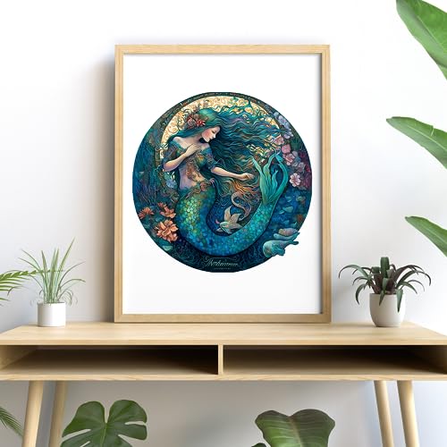 Mystical Creatures Wooden Puzzles for Adults, A3 Dreamy Mermaid with 127 Pieces, Jigsaw Puzzles with Unique Animal Shapes - Image 2