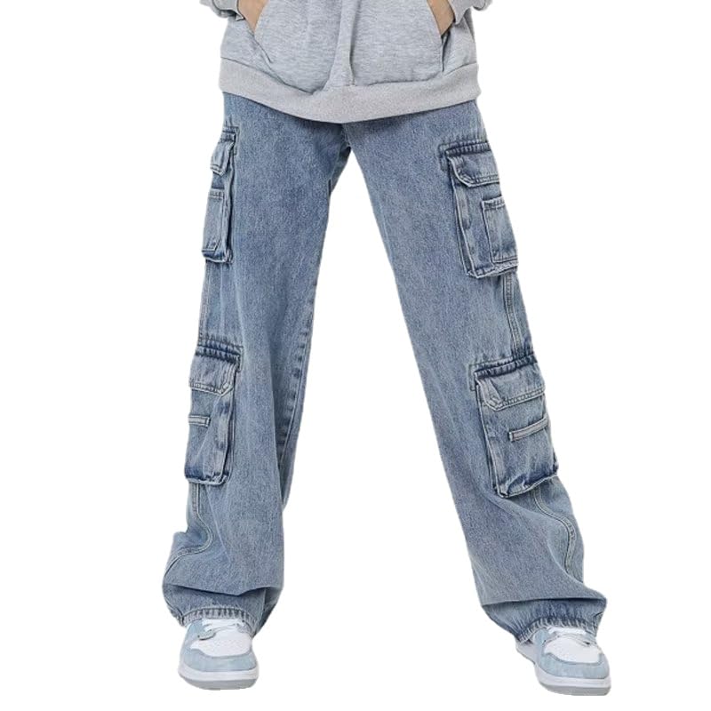 Baggy Jeans for Women Men Y2K Jeans with Flap Pocket Baggy Cargo Pants Grunge Parachute Pants Emo Alt 90s Streetwear
