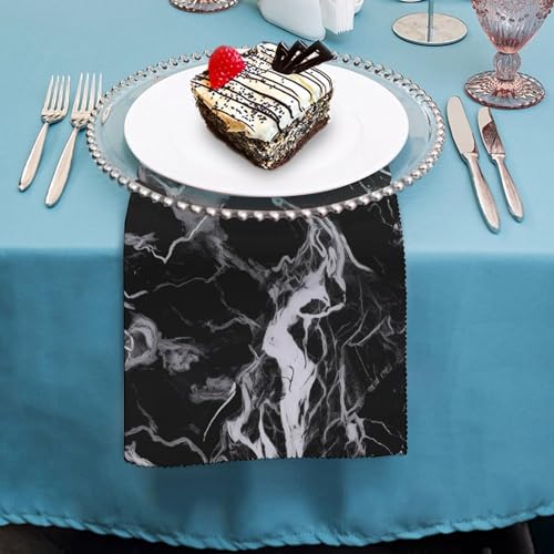 Servilletas de Tela Cuadradas Blancas Marmol Negro y Blanco Pack 6 miniatura 4