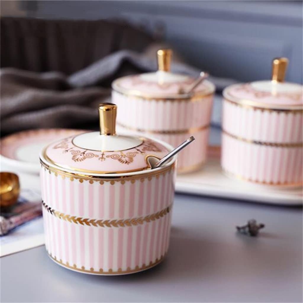 Leichtes, luxuriöses weißes Jade-Porzellan-Gewürztopf-Set, Haushaltsgewürzbehälter, um Freunde zu schicken, Küche, Keramik-Zuckertopf, Salztopf, neues Zuhause, Umzugsgeschenk (Farbe: A, Größe