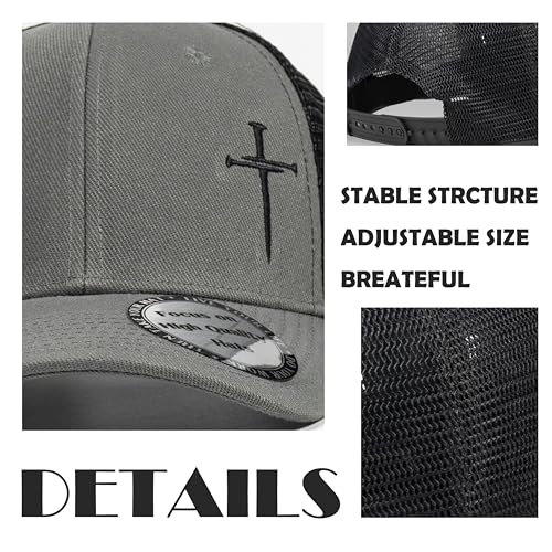 Image of Christian Hats for Men Women,Jesus 3 Nail Cross Hat Christian Religious Gifts for Birthday /Christmas