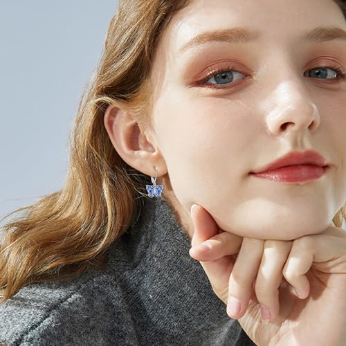 Dragonfly/Butterfly/Hummingbird/Bee Leverback Earrings 925 Sterling Silver Hypoallergenic Moonstone Dangle Drop Earrings Animal Jewelry Gifts for Women Girlfriends Birthday 5