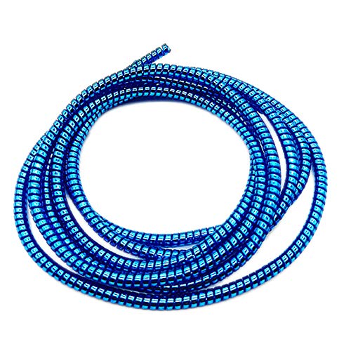 Image of J'TTON Spiral Metallic Color (2 Pcs) 1.4 Meters Each - Full Size Cord Charger Protector Winder for iPhone & Android USB Charging, Earphones, Lightning Cable (Blue)