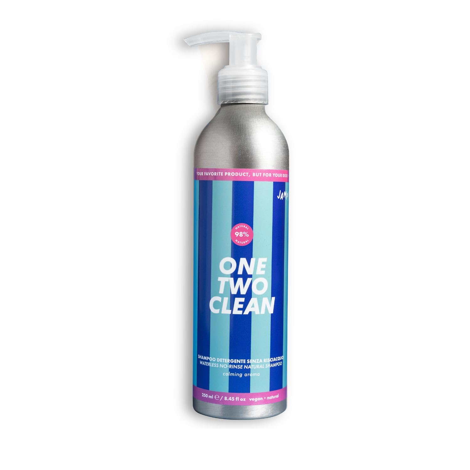 JAMPY Gel Detergente Senza Risciacquo Per Cani e Cuccioli. Shampoo Secco Senza Parabeni o Siliconi. Igienizzante, Elimina i Cattivi Odori. Adatto a Pelli Sensibili. 98% Naturale - 250 ml.