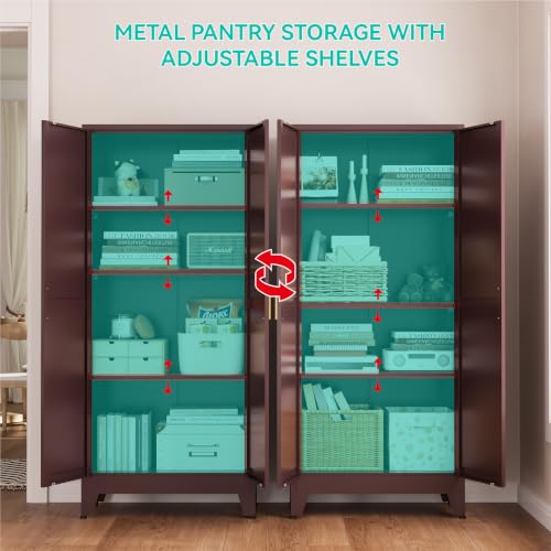 Image of Metal Storage Cabinet with Doors and Adjustable Shelves