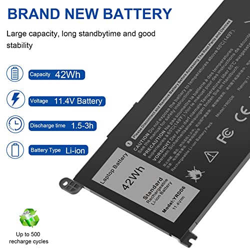 Image of YRDD6 Battery for Dell inspiron 15 3000 Series 3583 3593 3582 3584 3501,inspiron 15 5000 Series 5582 5584 5593 5594 5598 5585 14 3493 5481 5482 5485 5491 5493 7586 Vostro 5481 1VX1H P93G P75F 42Wh