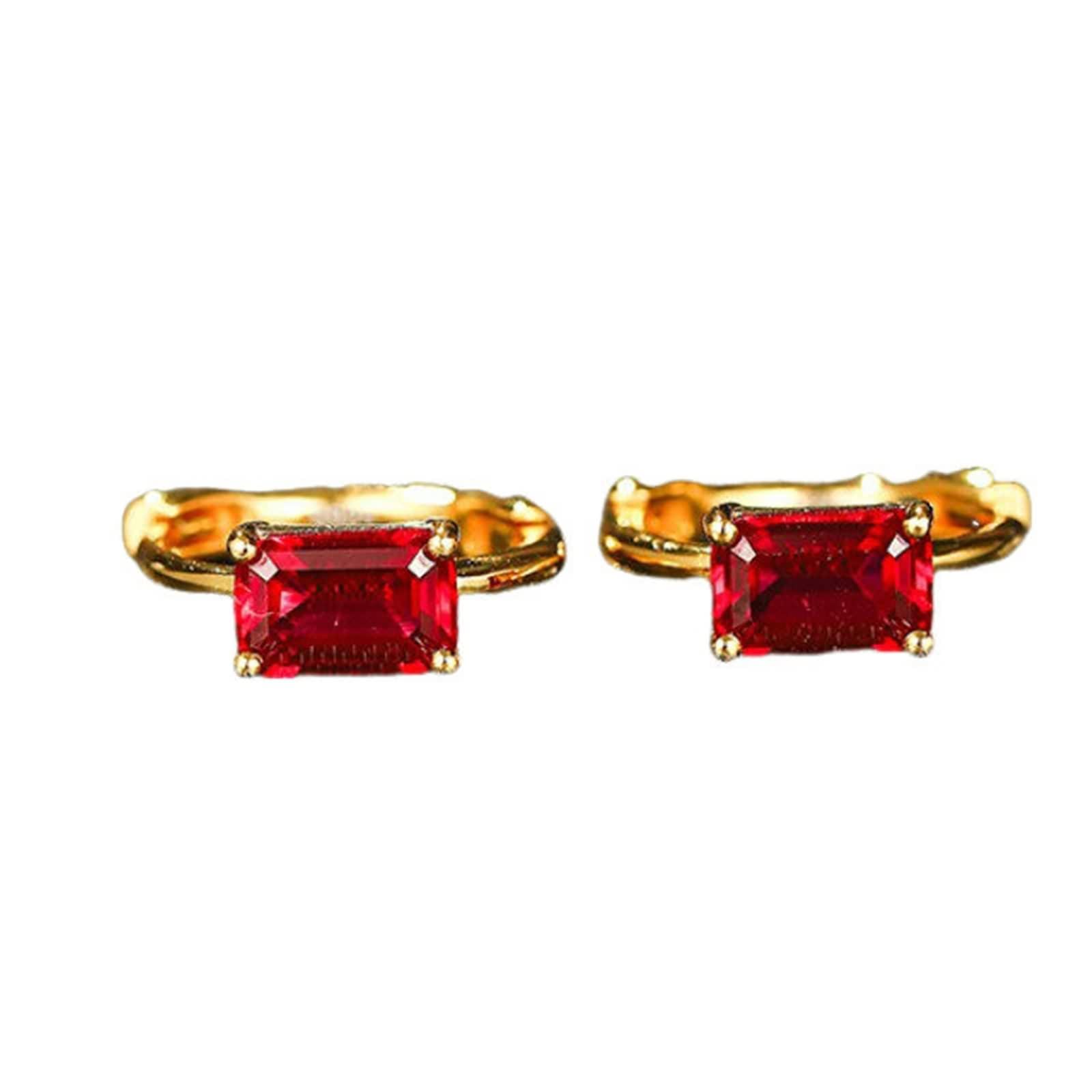 Pendientes de aro pequeños para mujer, modernos en laboratorio, rubí de 1,4 quilates, oro amarillo de 9/14/18 quilates