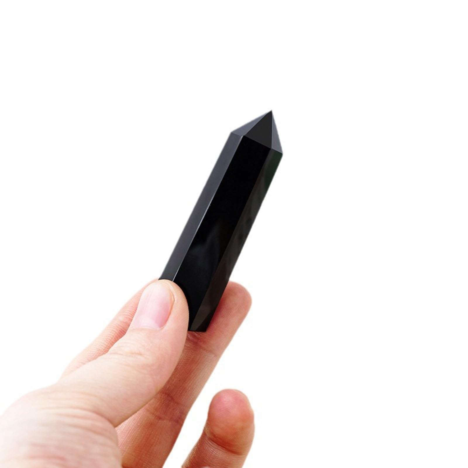 Hhhxkkuo Natural Black Obsidian Hexagonal Prism – Single Point Polished Crystal Column Protective Black Obsidian Tower for Grounding Meditation,5~6cm