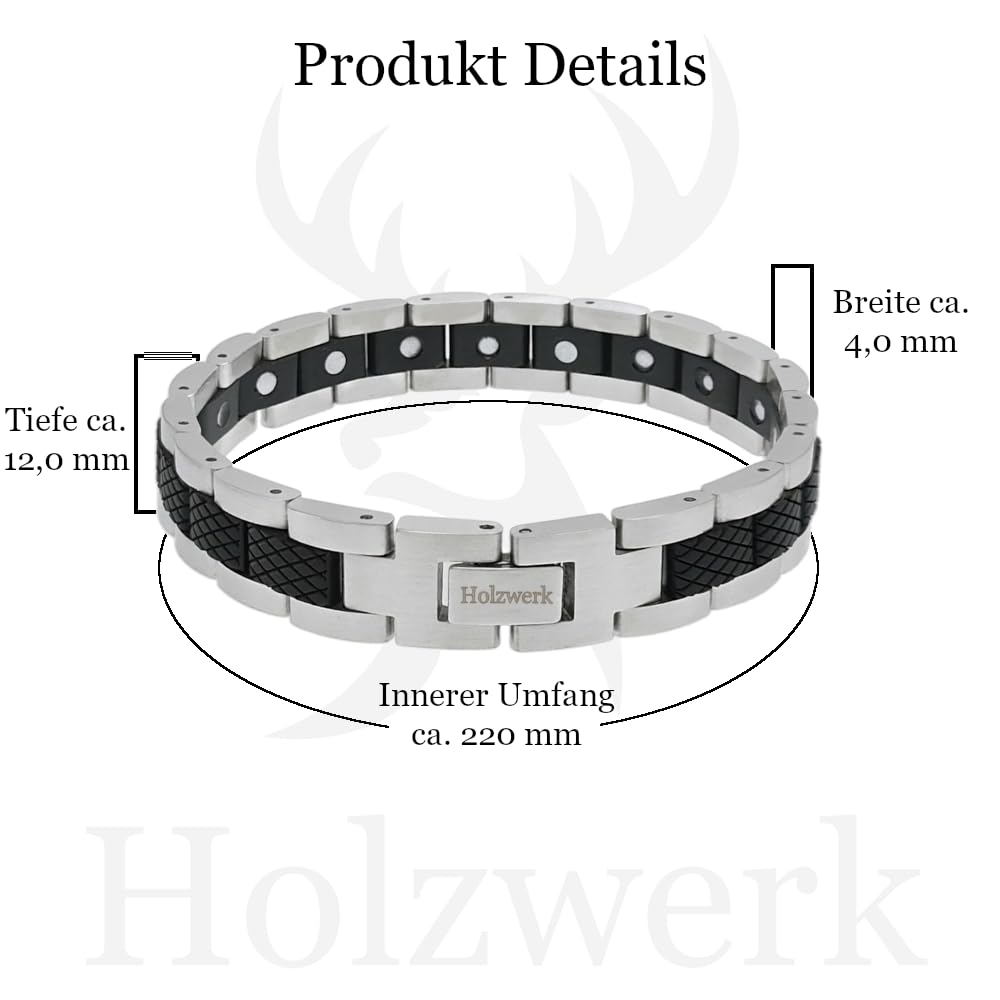 Holzwerk COLPINSEE Bracelet magnétique en bois naturel pour homme et femme Bracelet magnétique en bois Bracelet pour homme et femme Marron Noir Réglable
