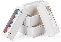 NPLUX 36 Pack White Macaron Boxes for 5-7 Macarons, Sweets & Candies - Gift Boxes with Stickers