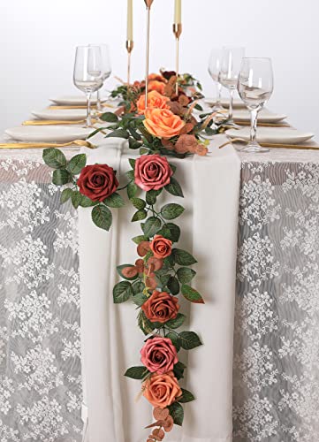 Garisey 5FT Artificial Rose Flower Burgundy Fake Floral Garland for Wedding Ceremony Backdrop Arch Flowers Table Centerpieces Decorations - Image 2