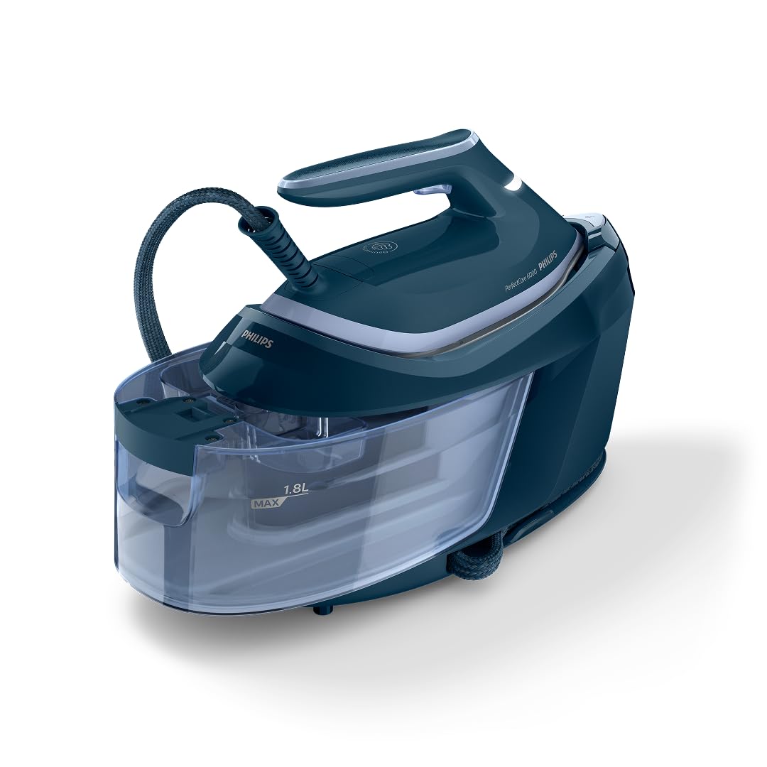 Philips PerfectCare Serie 6000 Centro de planchado, Vapor Potente, Garantía Sin Quemaduras, Diseño Compacto, Depósito de Agua Extraíble de 1.8L, Suela SteamGlide Plus (PSG6023/20)