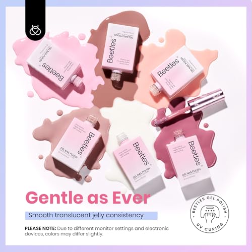 Image of Beetles Jelly Gel Nail Polish, 6 Colors 15ML Milky White Sheer Pink Nude Brown Translucent Sheer Nail Polish Soak Off UV Colorful Bottle Gel Nail Art Home Salon DIY Gift for Women