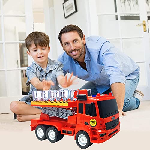 Image of Unbreakable Excavator Construction Truck with Light & Sound Friction Powered Elevator Crane for Kids Boys Girls Pull Back Vehicles Engineering Toys Truck (Multicolor)