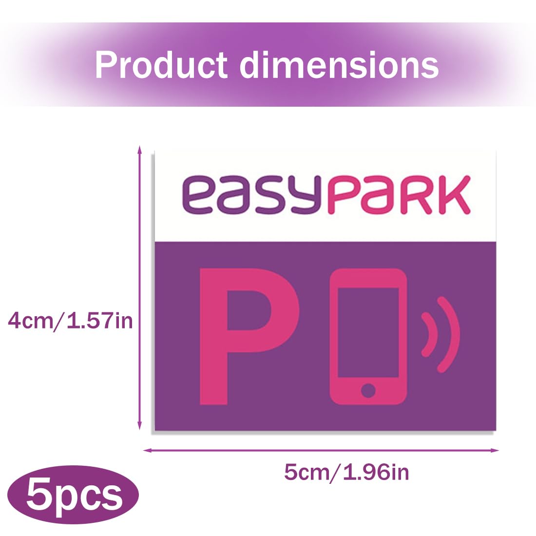 GXGM 5 Adesivi EasyPark in PVC Compatti e Resistenti Perfetti per Chi Usa l’App di Parcheggio Facili da Applicare su Vetro Interno (5x4 Cm)