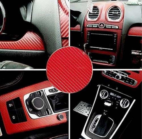 Image of WISDOM 3D Red Carbon Fiber Wrap Adhesive Sheet Roll Sticker Tape for Cars Auto and Motorcycle DIY, Decoration Crafts (24 inch x 50)