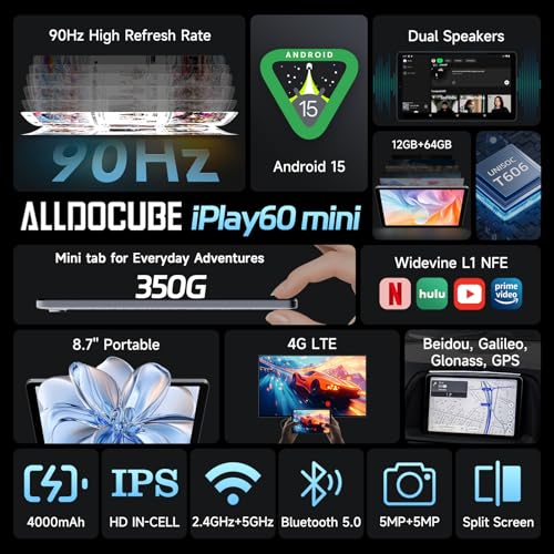 ALLDOCUBE iPlay 60 mini Android 15 tablet 8,7" 90Hz Octa-core T606 12GB+64GB+512GB 4G LTE GPS BT5.0 WiFi Dual speakers - Afbeelding 3