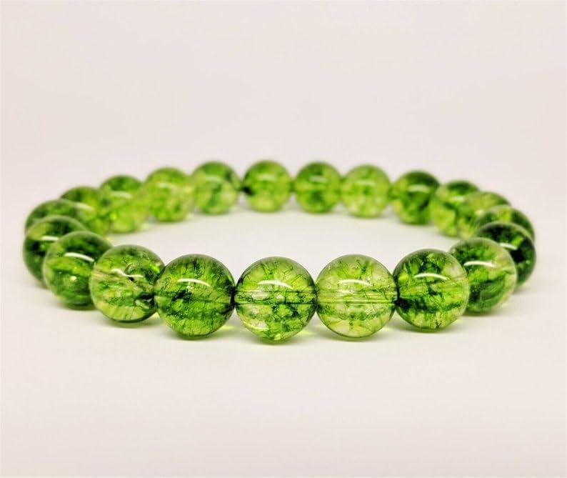 Natural Natural Peridot 8mm rondelle smooth 7inch Semi-Precious Gemstones Beaded Bracelets for Men Women Healing Crystal Stretch Beaded Bracelet Unisex2