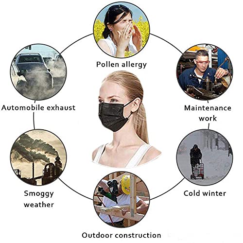 Image of DALUCI Nonwoven Fabric 3 Layer Disposable Surgical Face Mask With Nose Clip (Black, Without Valve, Pack Of 100)