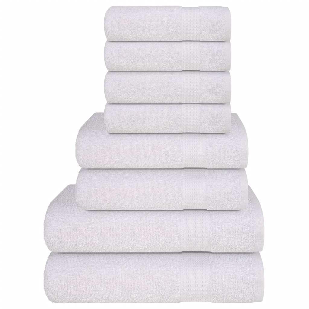 Juego de 8 toallas de mano, color blanco, 360 g/m², 100% algodón hilado en anillo, absorbentes, con práctico gancho para colgar, uso versátil, certificado Oeko-TEX