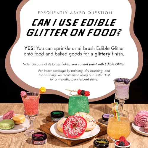 Image of MONEGASQUE Rosy Brown Edible Glitter for Drinks & Cakes, Drink Glitter, 10g | Cocktail Shimmer Powder, for Cupcakes, Chocolate & Strawberries, Cocktail Garnish, Vegan, Gluten-Free, Shimmer Powder