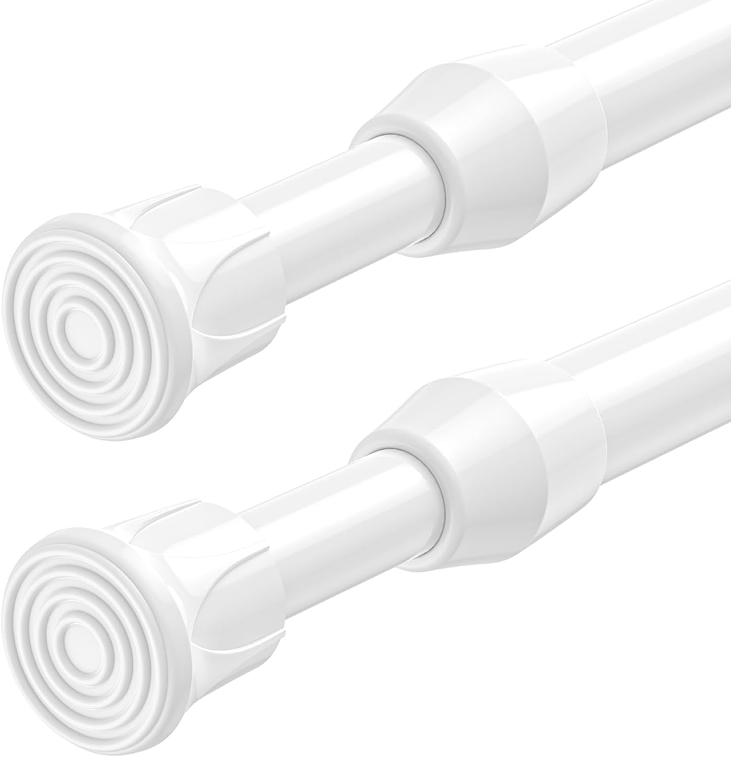 ZipGlo 2-Piece Extendable Curtain Rod without Drilling, White, Length 70 to 105 cm, Ø13mm Telescopic Rod, For Windows, Smaller Cabinets, Kitchen and Bathroom, Clamping Rod for Attaching Curtains — image 1