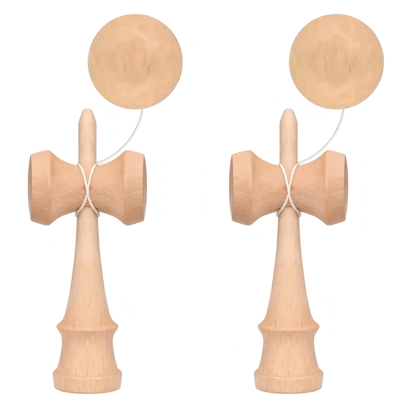 Bohue 2 Pcs Natural Wood Kendama Traditional Balance Skill Game Hand-Eye Coordination Reflex Training Portable Sports Equipment for Indoor and Outdoor