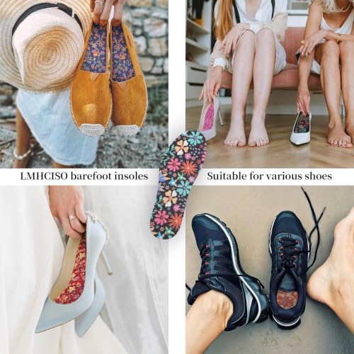 Image of Womens No Show Socks Anti-Odor Sockless Shoe Inserts Size 9-13 | Thin Shoe Insoles,Breathable,Comfort Barefoot Shoe Liner,Machine Washable,Moisture Control,Cute,Everyday Insole,Floral Print