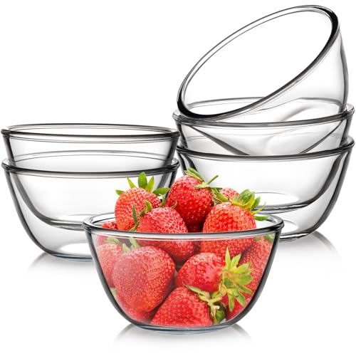 NUTRIUPS 6 Stück Glasschalen im Set 750ML Glasschüssel Salatschüssel Glas Dessertschalen Glas, Vorspeise Glasschale (0.75L-Set of 6)