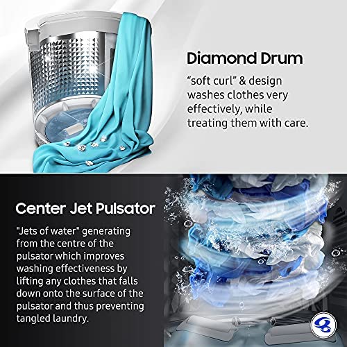 Upgrade Your Laundry Experience with the Samsung 7 kg Top Loading Washing Machine - Fully-Automatic, Diamond Drum, and Stylish Imperial Silver Design Included!