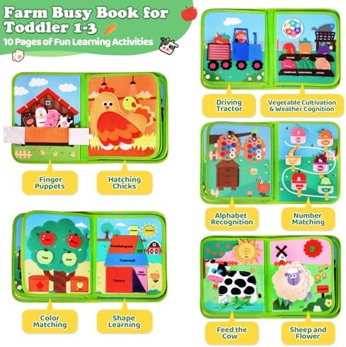 OCHIDO Busy Book for Toddlers 1-3, Montessori Toys 1 Year Old Quiet Book - 4