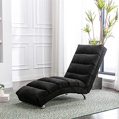 HomSof Armless Chaise Lounge Indoor Chair with Massage, Modern Long Lounger with Metal Legs for Office or Living Room, one Size, Black HomSof Armless Chaise Lounge Indoor Chair with Massage, Modern Long Lounger with Metal Legs for Office or Living Room, one Size, Black