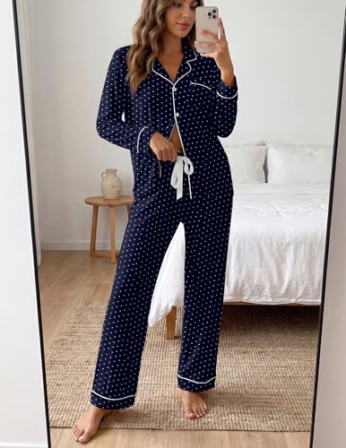 Image of ZMJ Womens Pajamas Sets 2 Piece Long Sleeve and Pant Pj Sets Button Up Sleepwear